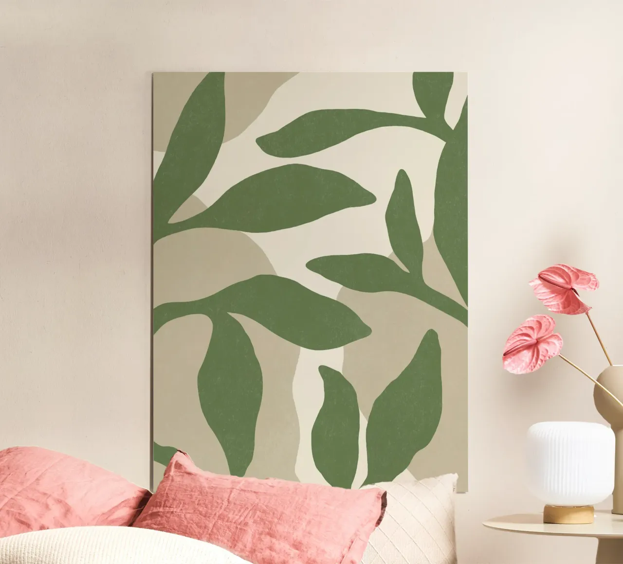 Astratto botanico - Verde poster con telaio in alluminio da MoonlightPrint