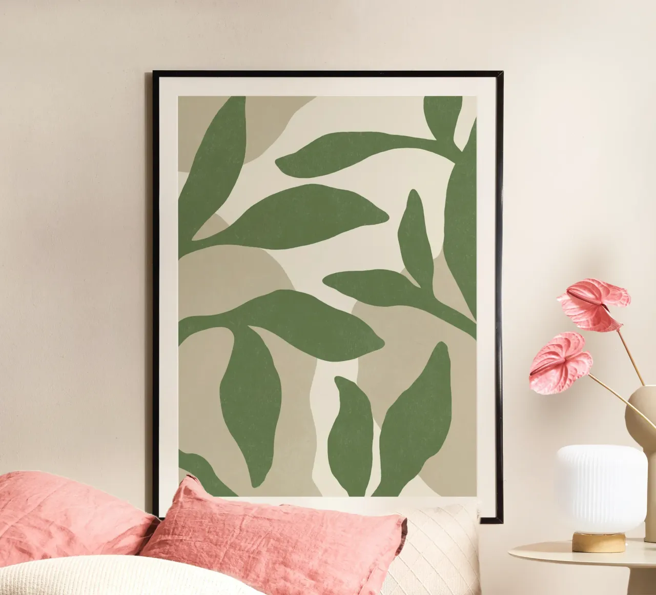 Astratto botanico - Verde poster con telaio in alluminio da MoonlightPrint