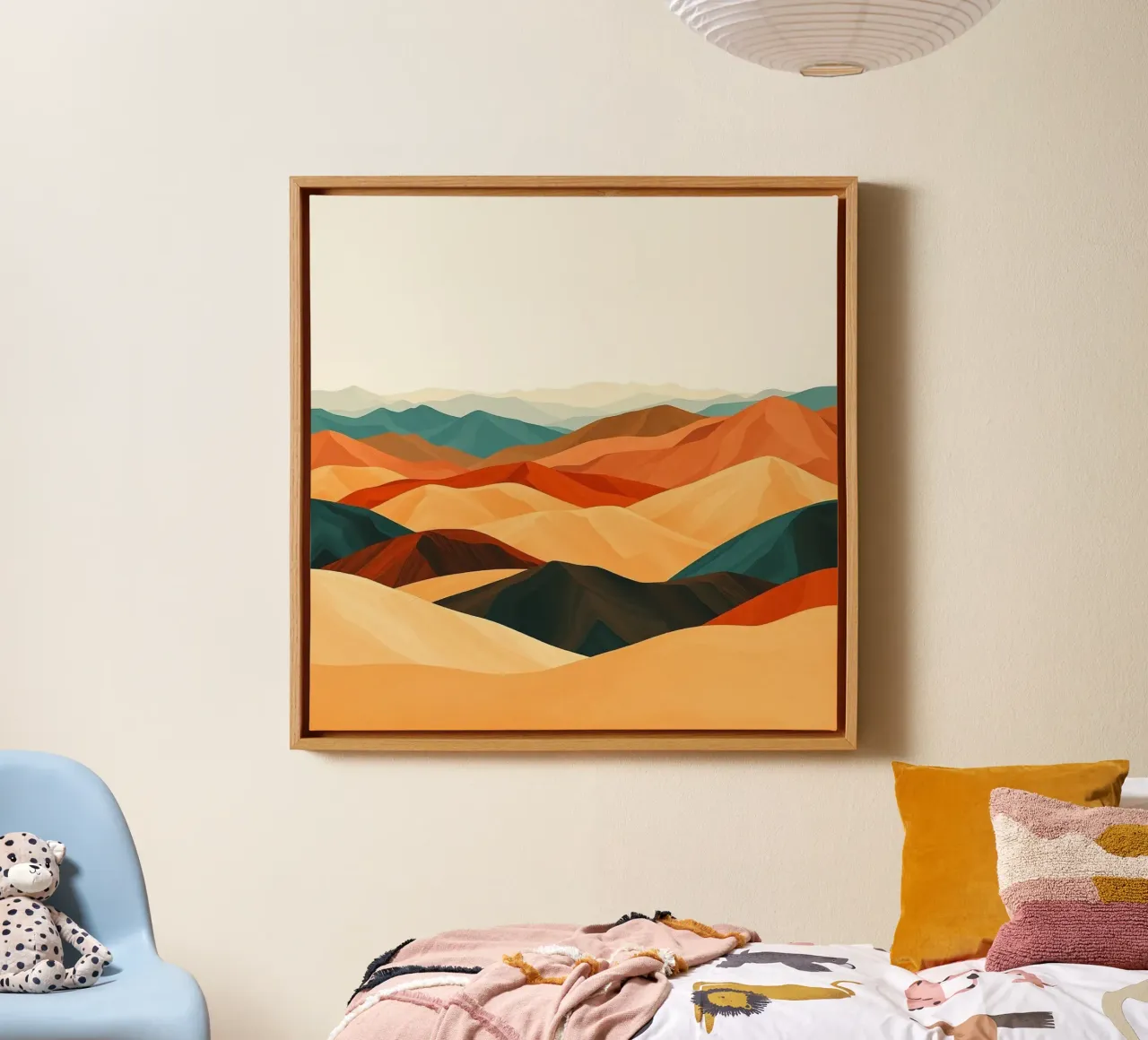 Abstract woestijnlandschap: Levendig zand en verre kleuren canvas met Baklijst van Artistic-shop