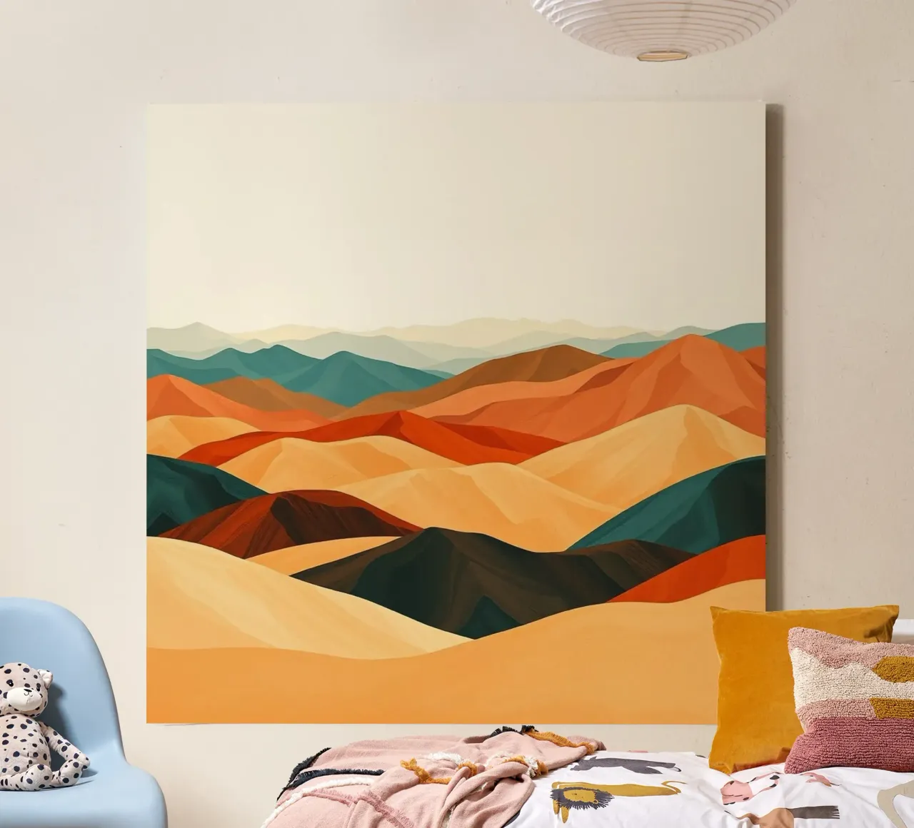 Abstract woestijnlandschap: Levendig zand en verre kleuren canvas met Baklijst van Artistic-shop