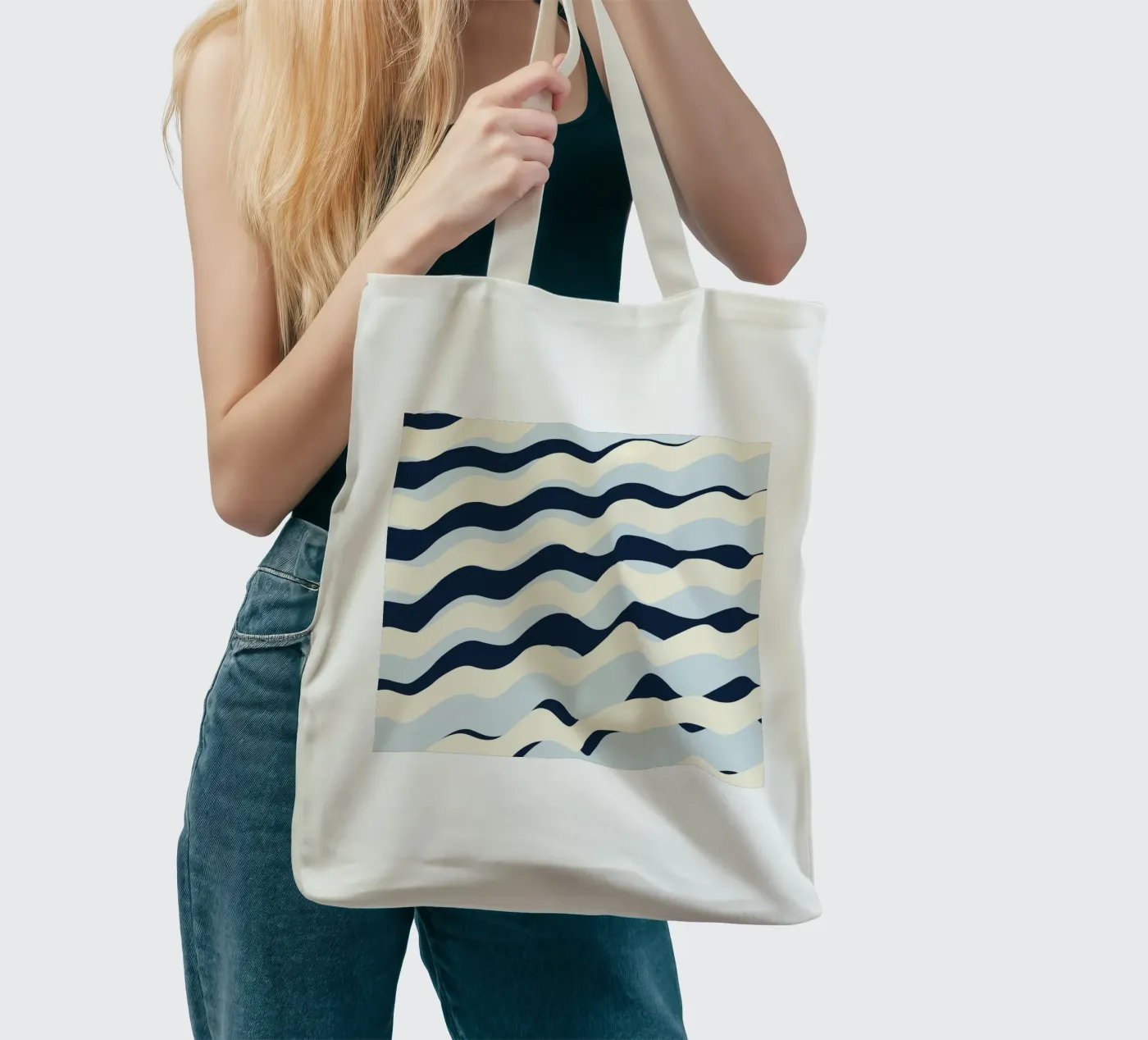 Waves pattern 09 tote bag by Little Dean
