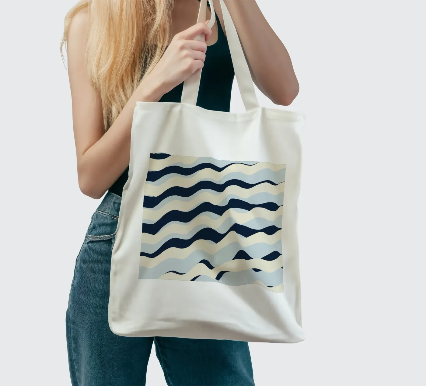 Waves pattern 09 tote bag by Little Dean