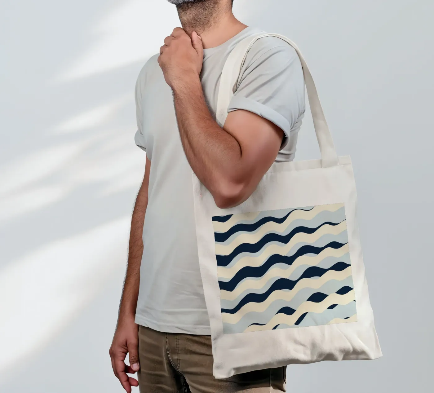 Waves pattern 09 tote bag by Little Dean