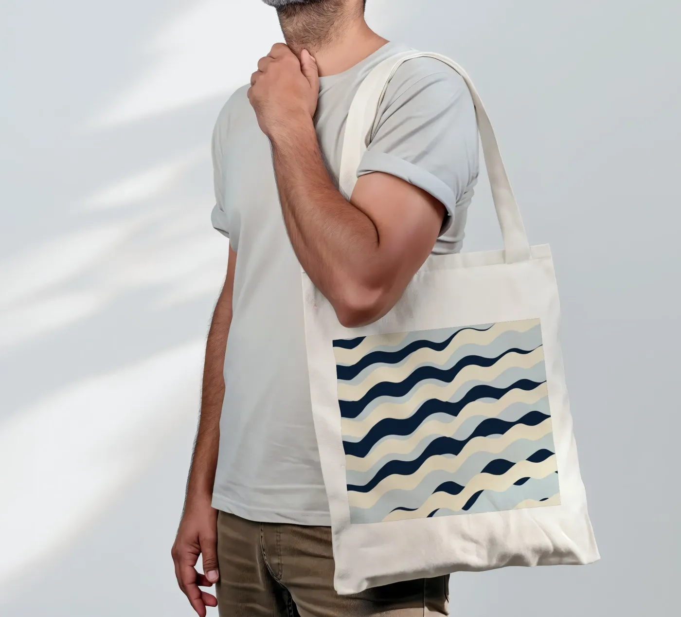 Waves pattern 09 tote bag by Little Dean