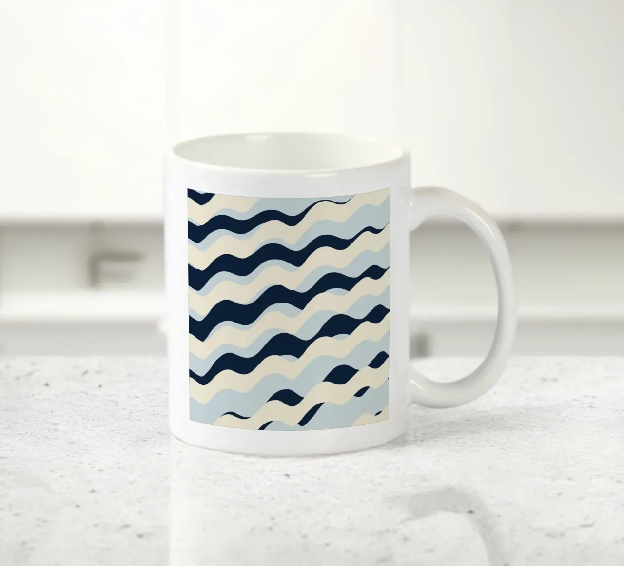 Waves pattern 09 ceramic mug by Little Dean