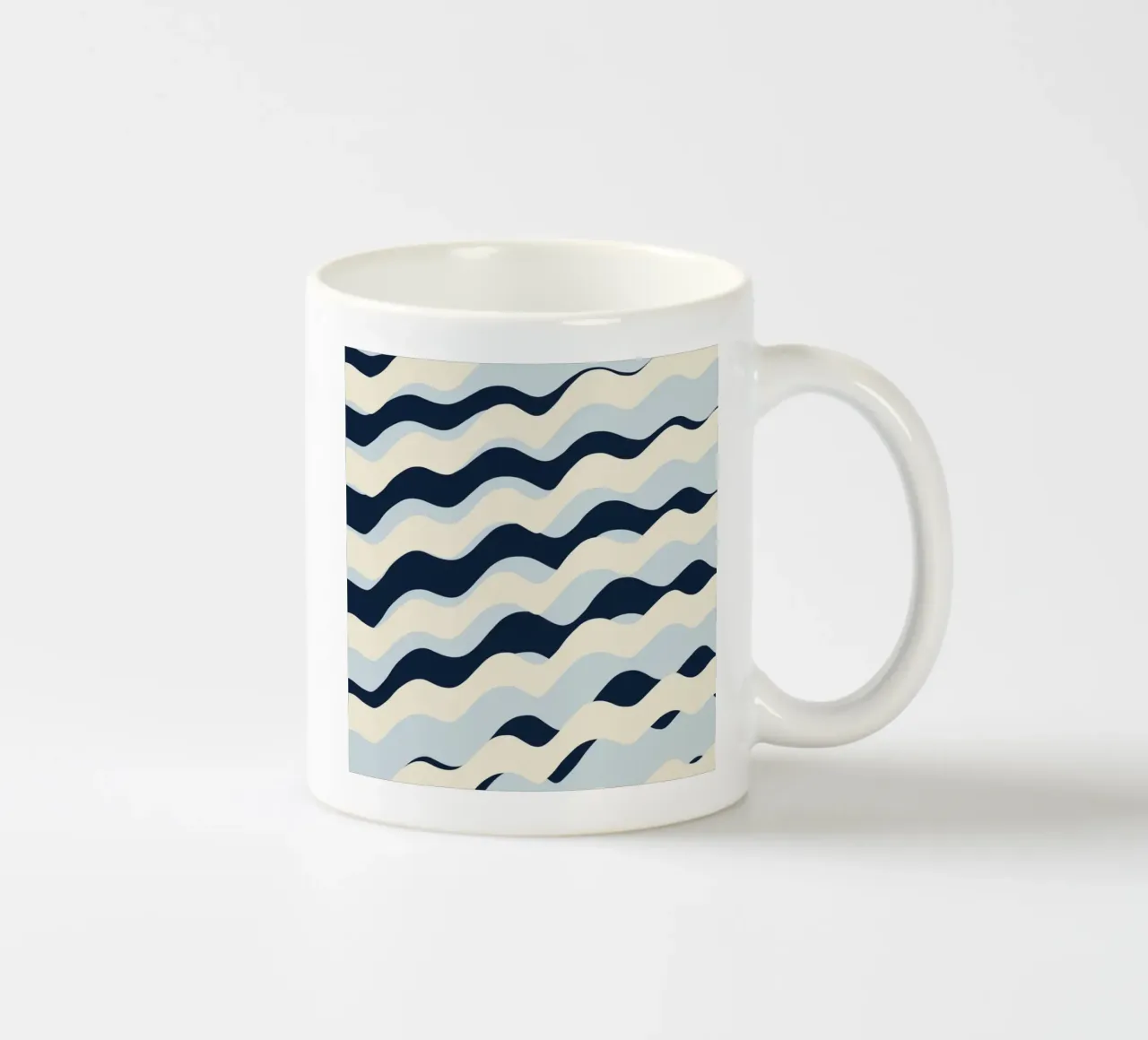 Waves pattern 09 ceramic mug by Little Dean