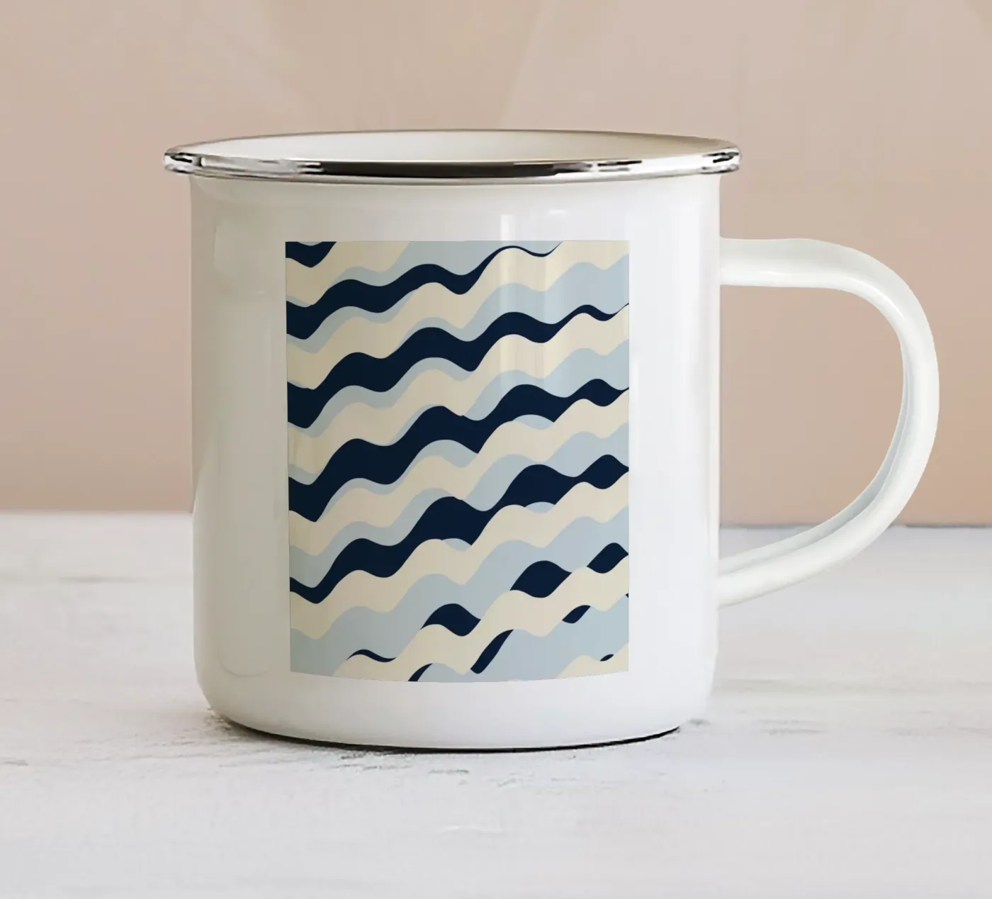 Waves pattern 09 enamel mug by Little Dean