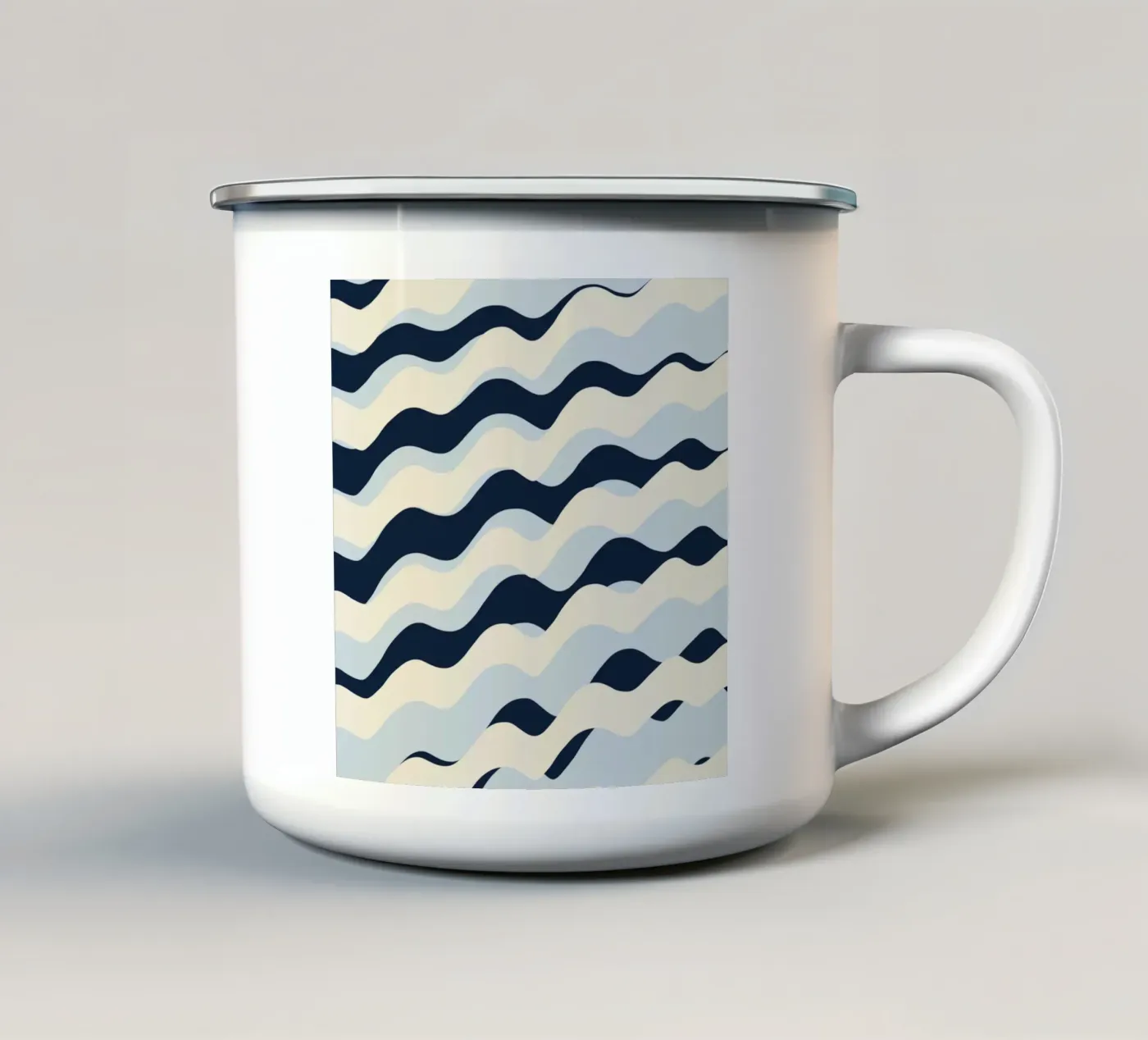 Waves pattern 09 enamel mug by Little Dean