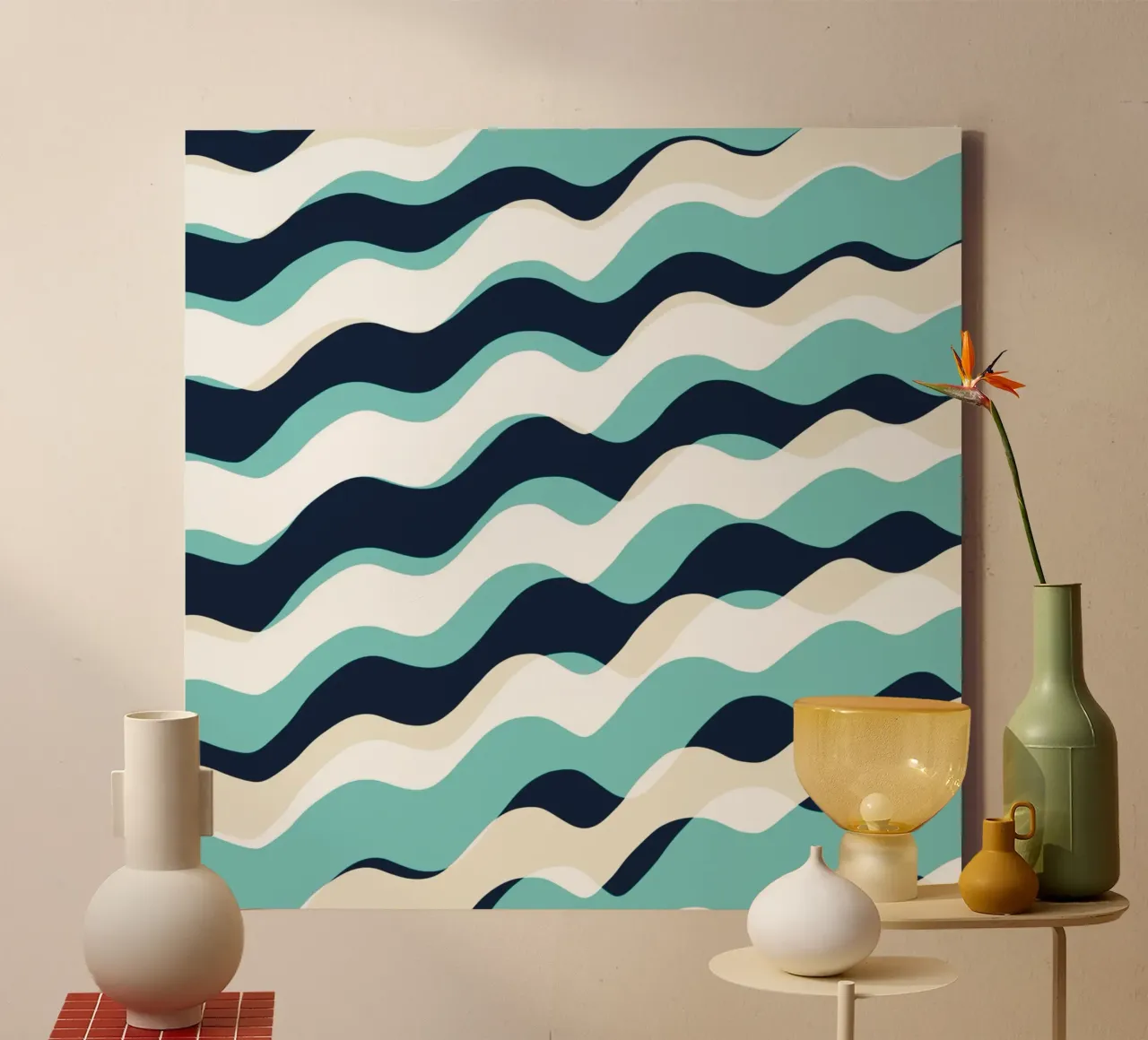 Waves pattern 10 canvas with Floater frame by Little Dean