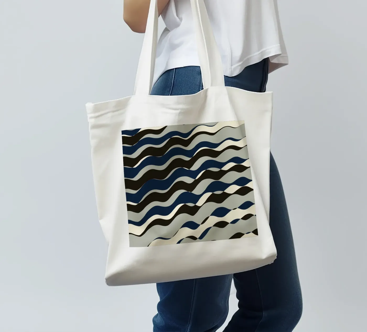 Waves pattern 11 tote bag by Little Dean