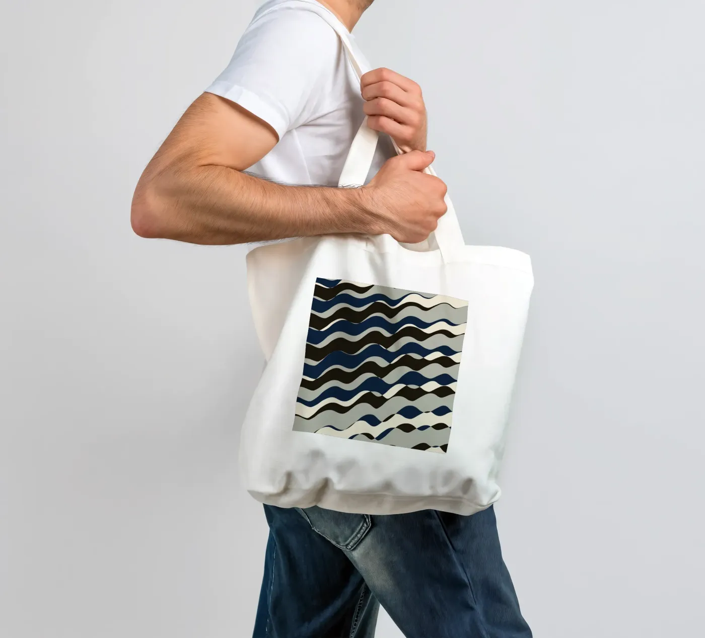Waves pattern 11 tote bag by Little Dean