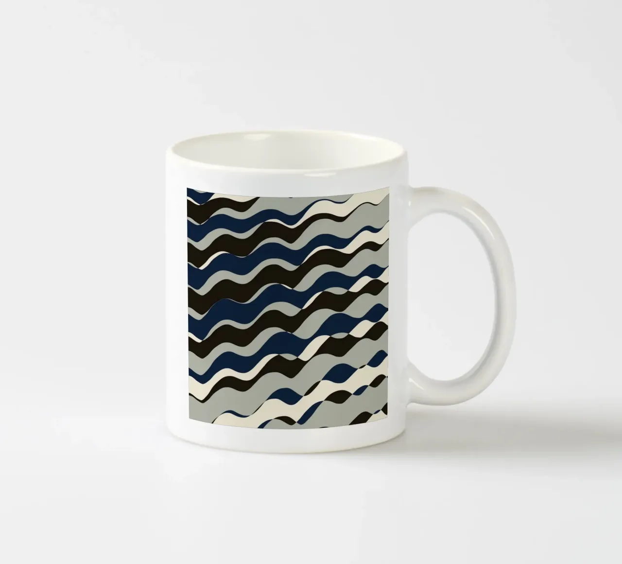 Waves pattern 11 ceramic mug by Little Dean