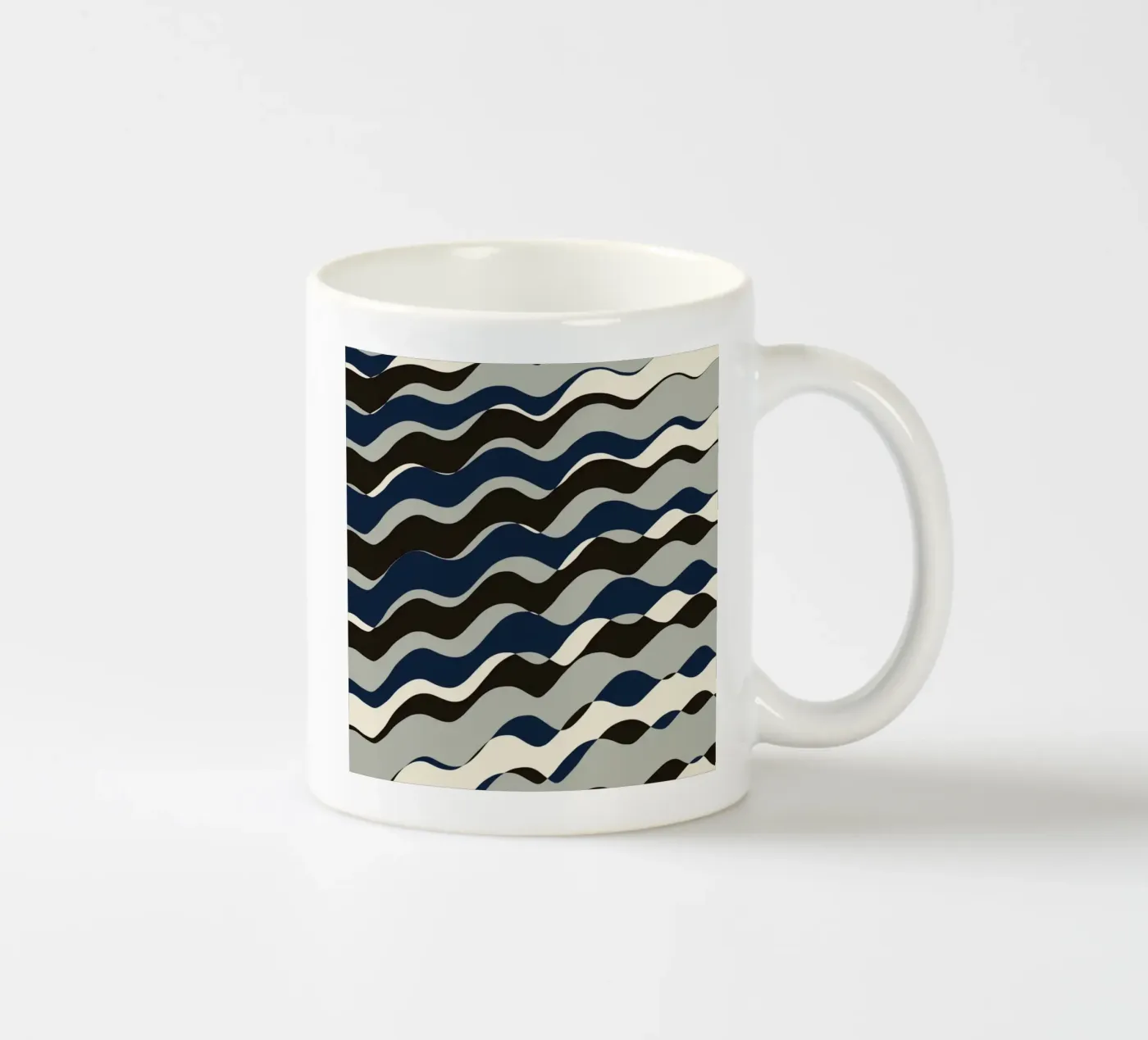 Waves pattern 11 ceramic mug by Little Dean