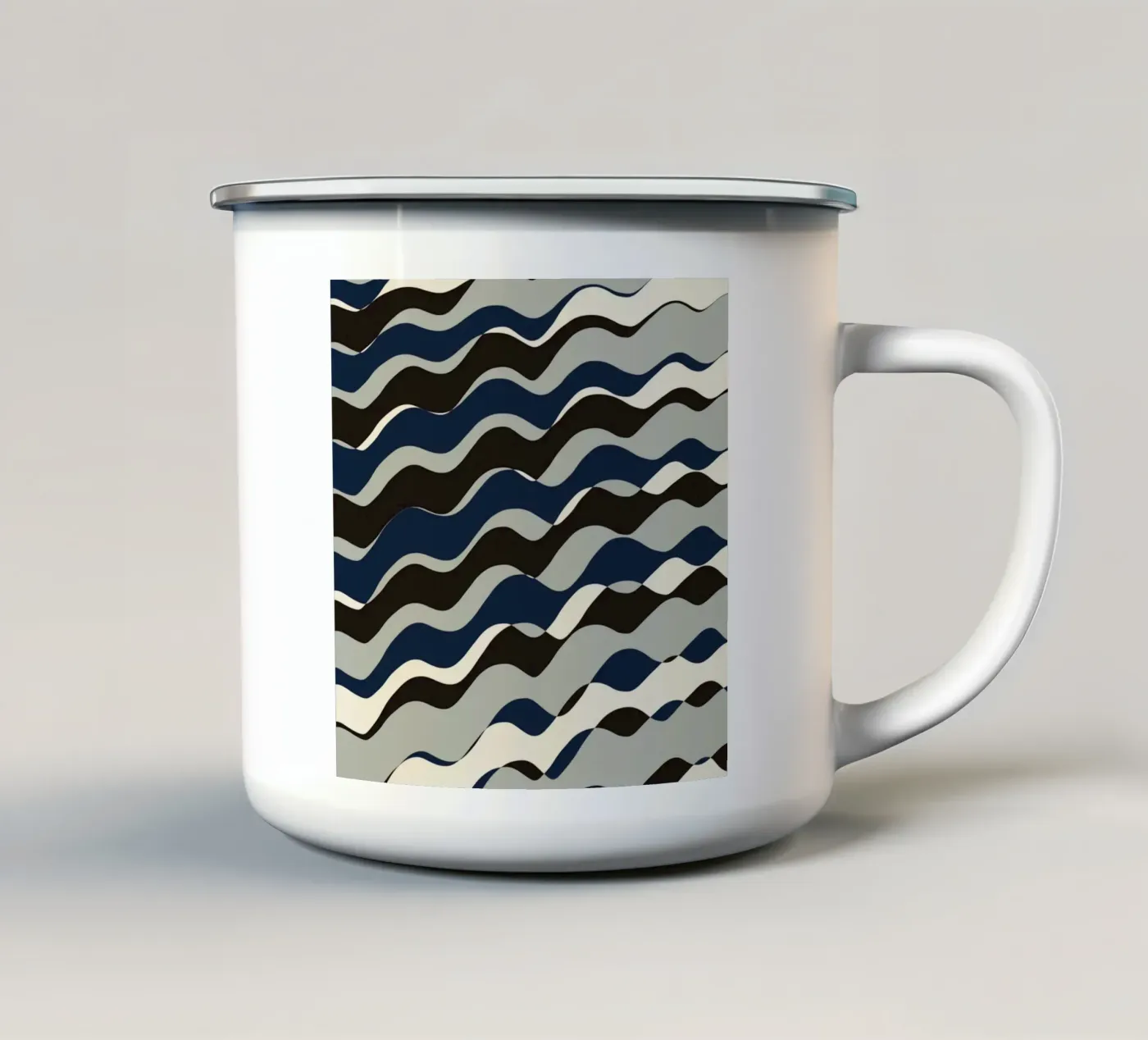 Waves pattern 11 enamel mug by Little Dean