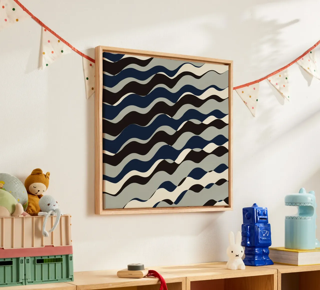 Waves pattern 11 canvas with Floater frame by Little Dean