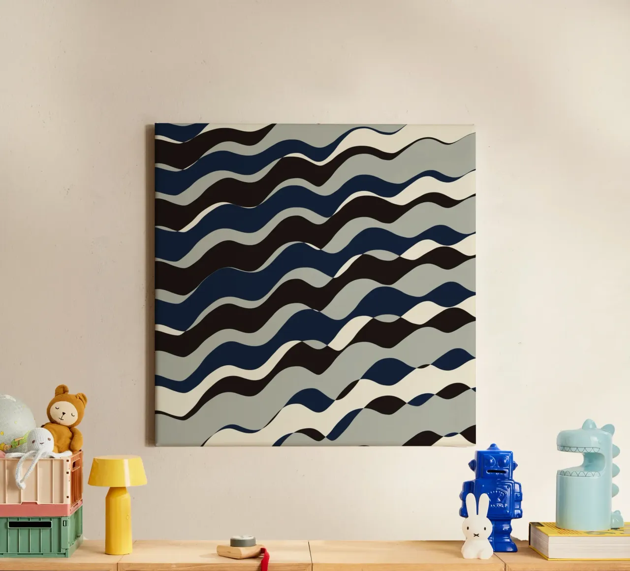 Waves pattern 11 canvas with Floater frame by Little Dean