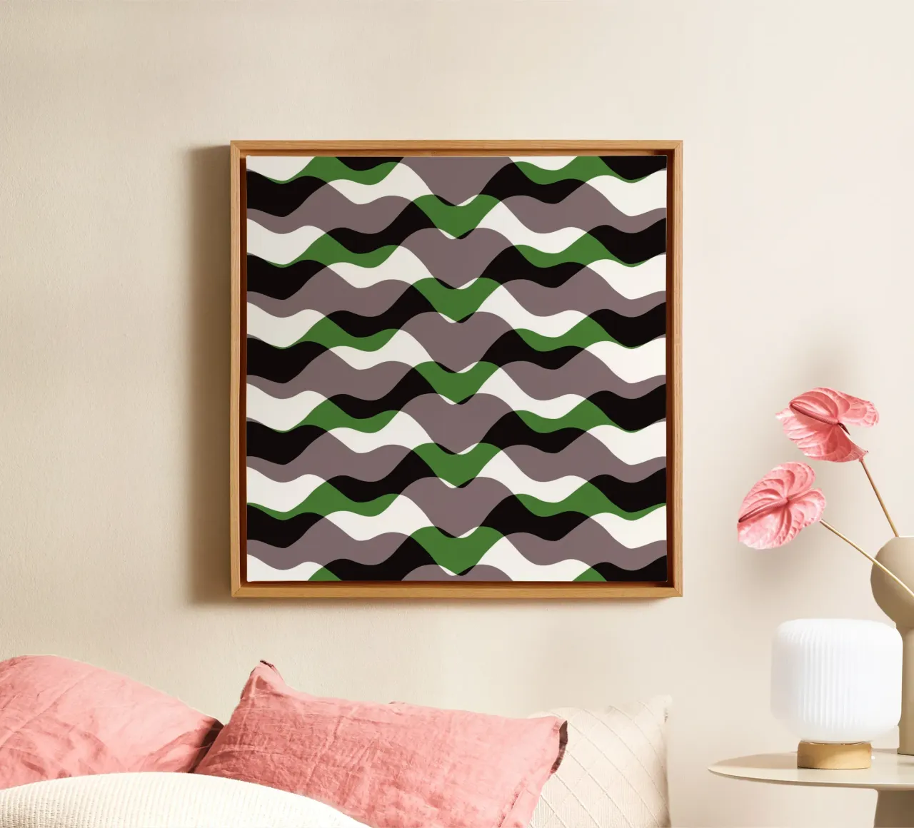 Waves pattern 12 canvas with Floater frame by Little Dean