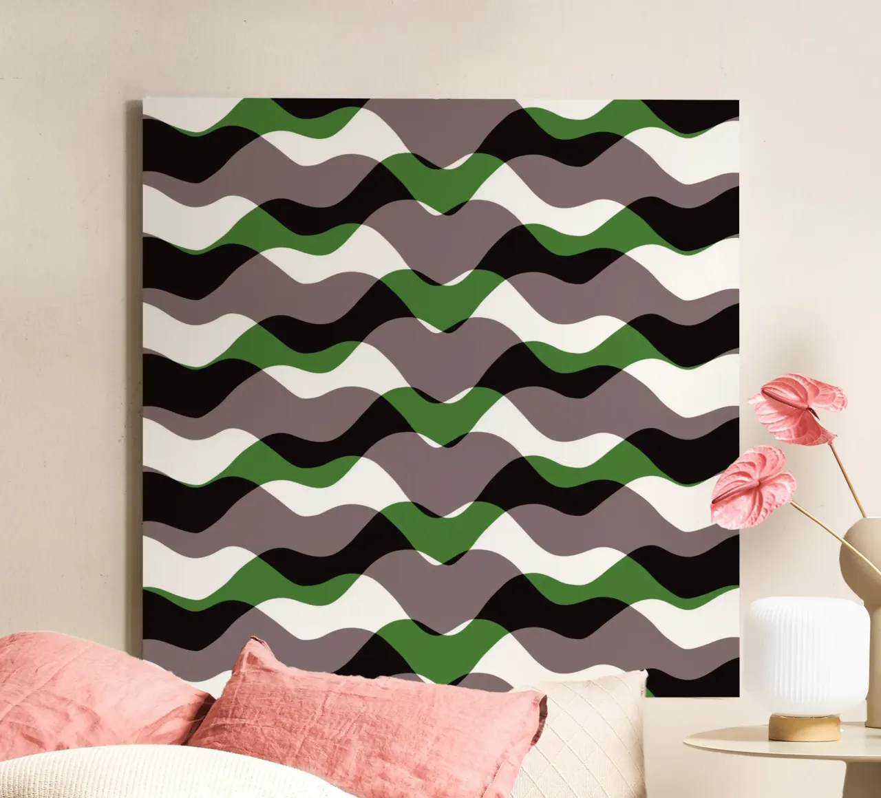 Waves pattern 12 canvas with Floater frame by Little Dean