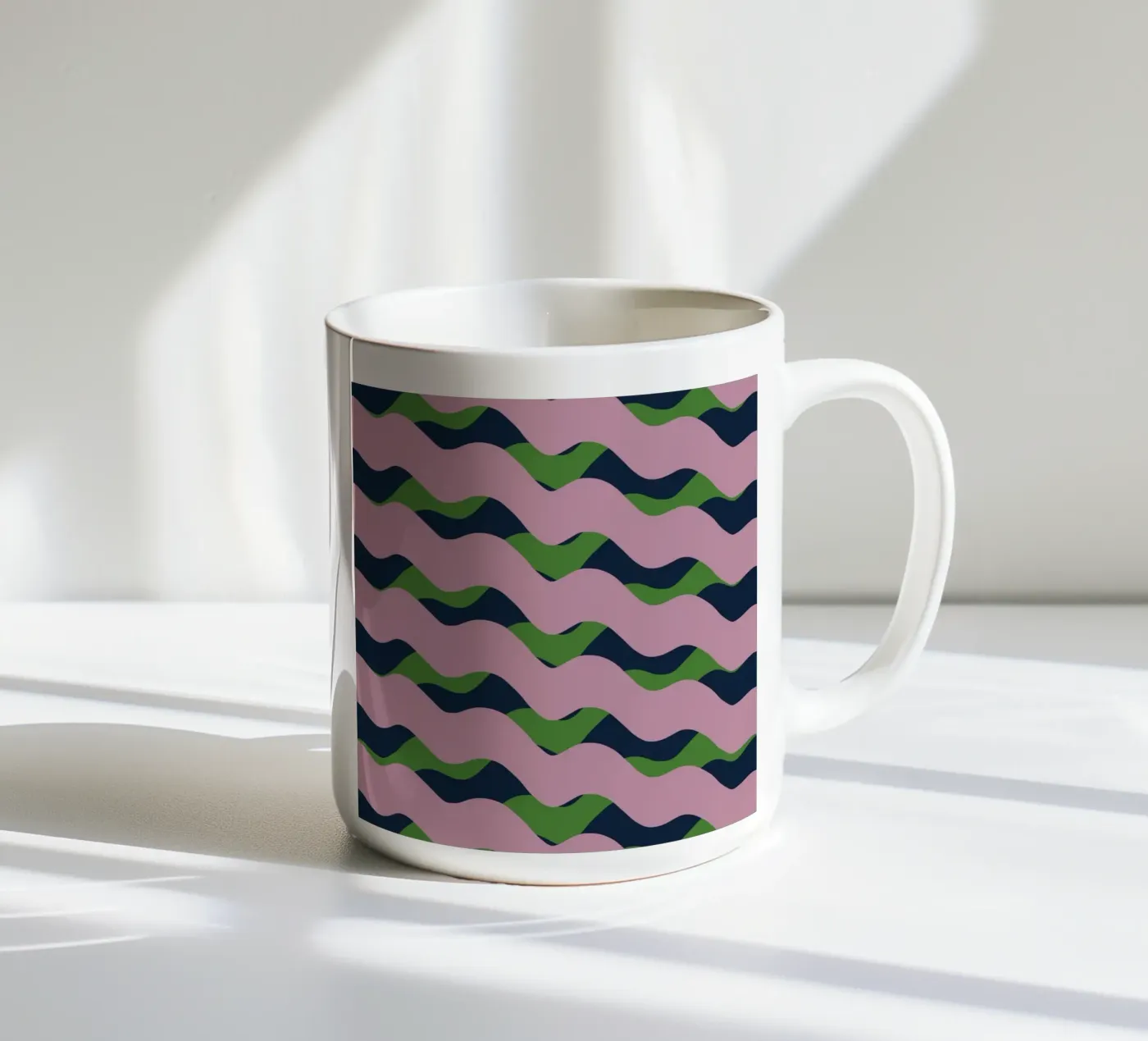 Waves pattern 13 ceramic mug by Little Dean