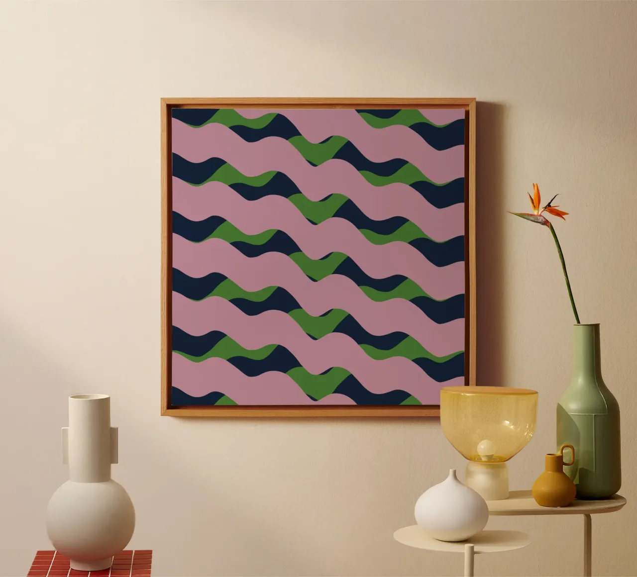 Waves pattern 13 canvas with Floater frame by Little Dean