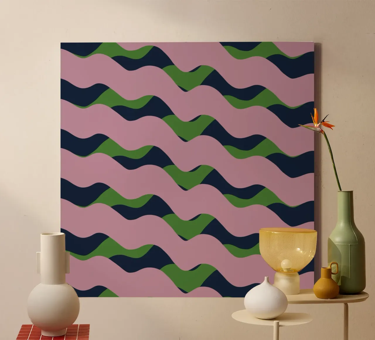 Waves pattern 13 canvas with Floater frame by Little Dean