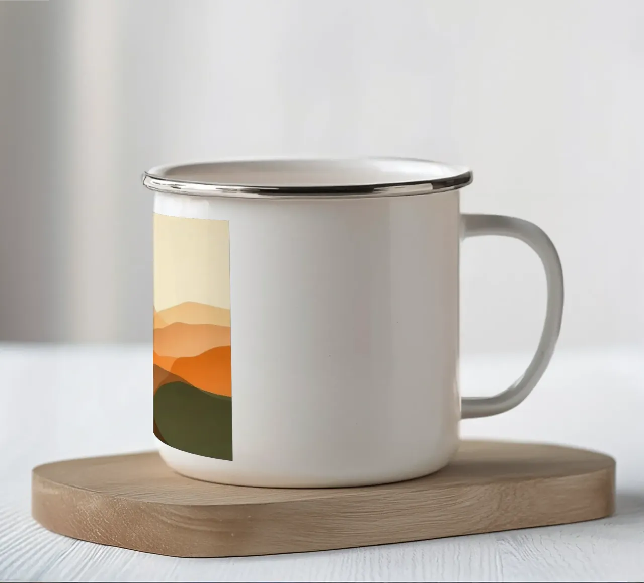 Een gradiënt van aardetinten en rust emaille mok van Artistic-shop