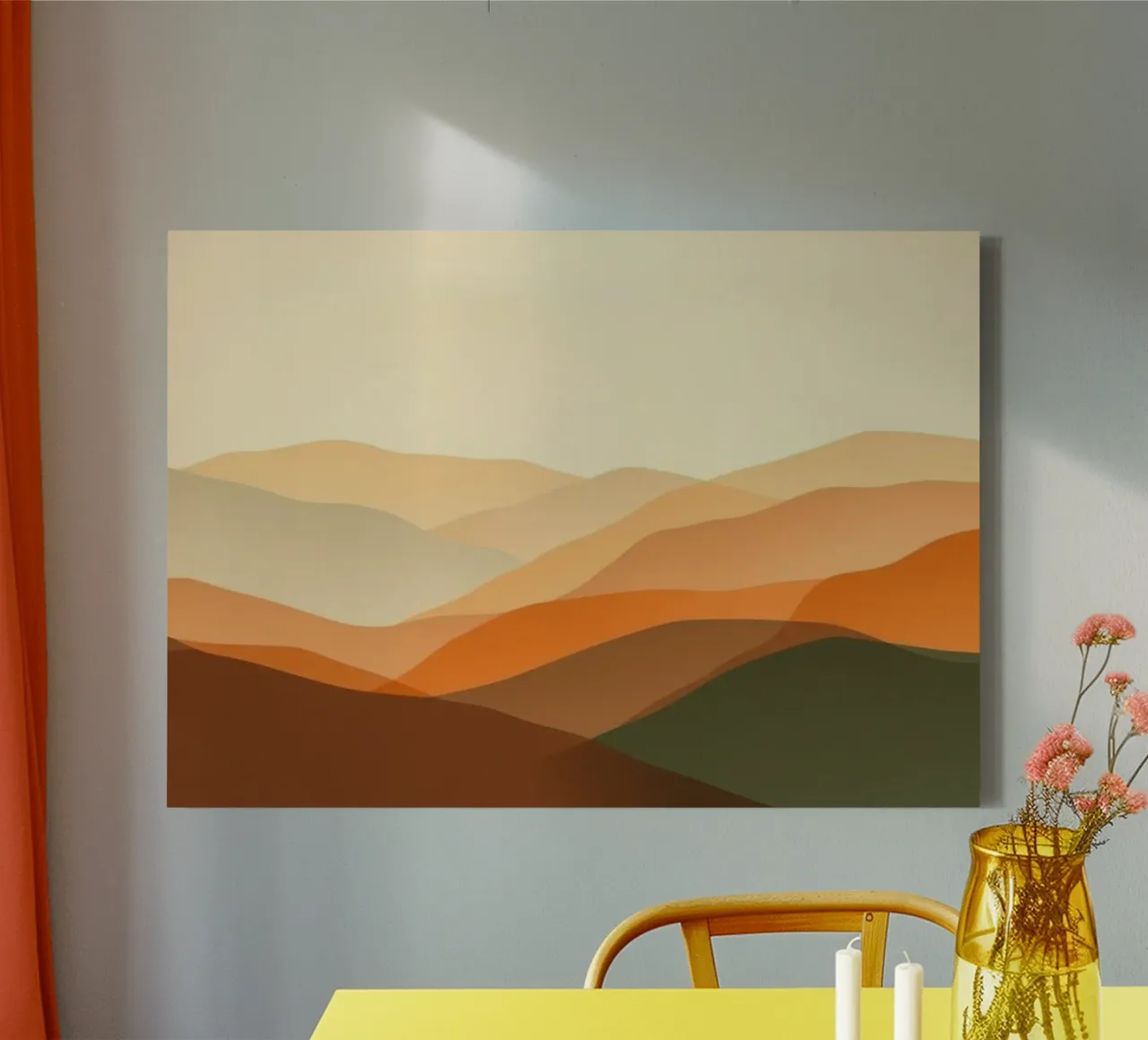 Een gradiënt van aardetinten en rust canvas met Baklijst van Artistic-shop