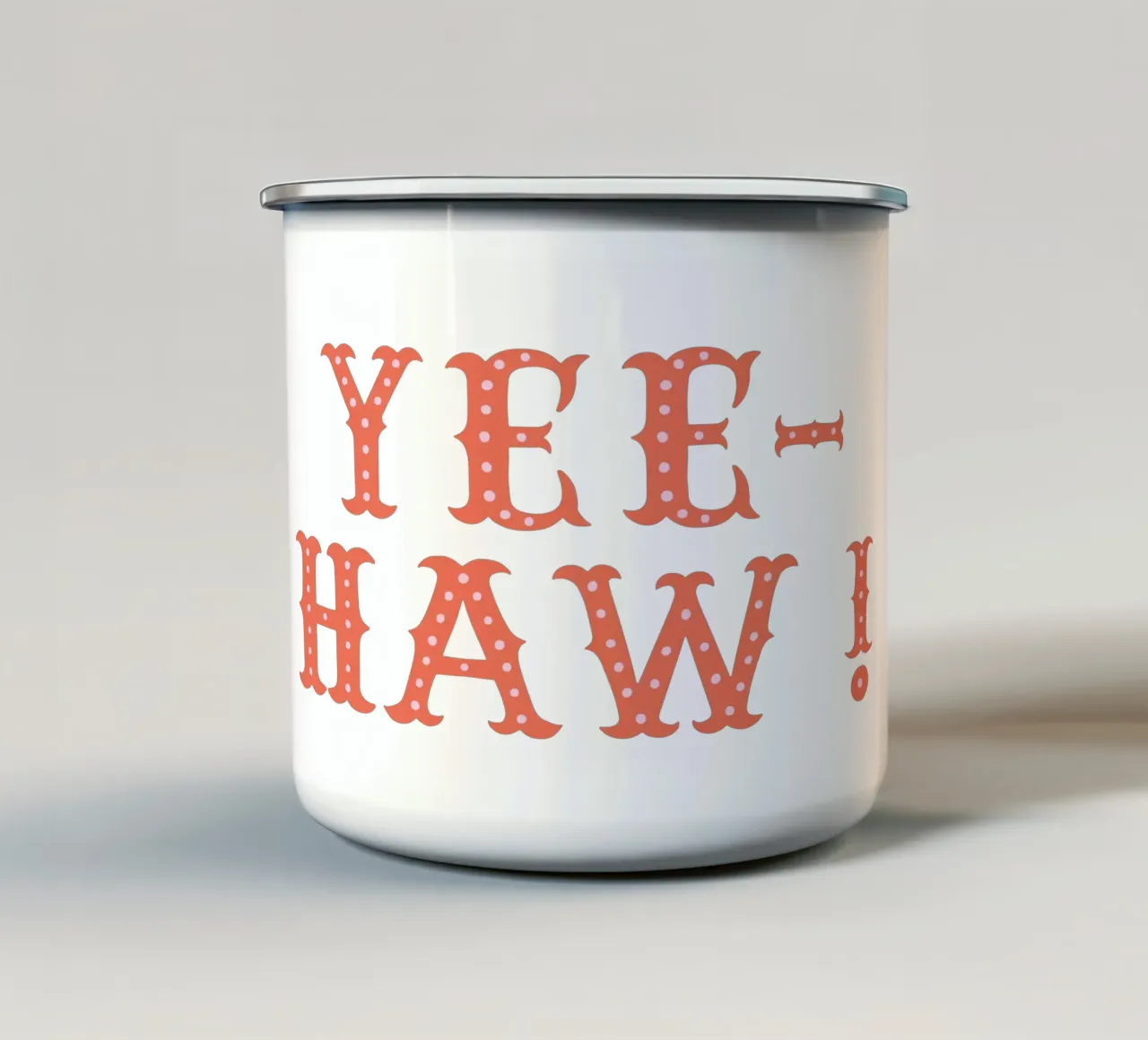YEE-HAW! – Pink and Coral Western Typography Print tazza in smalto da Vivdesign