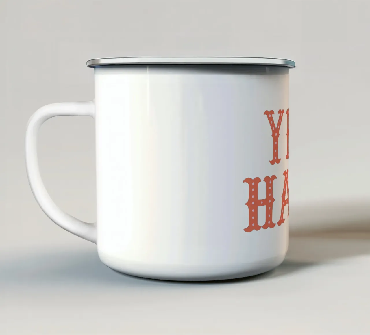 YEE-HAW! – Pink and Coral Western Typography Print tazza in smalto da Vivdesign