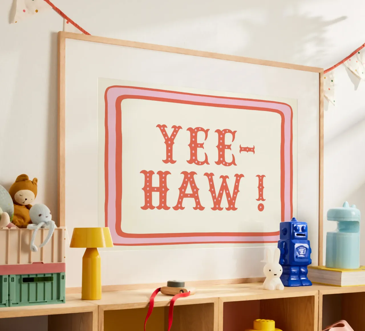 YEE-HAW! – Pink and Coral Western Typography Print poster da Vivdesign