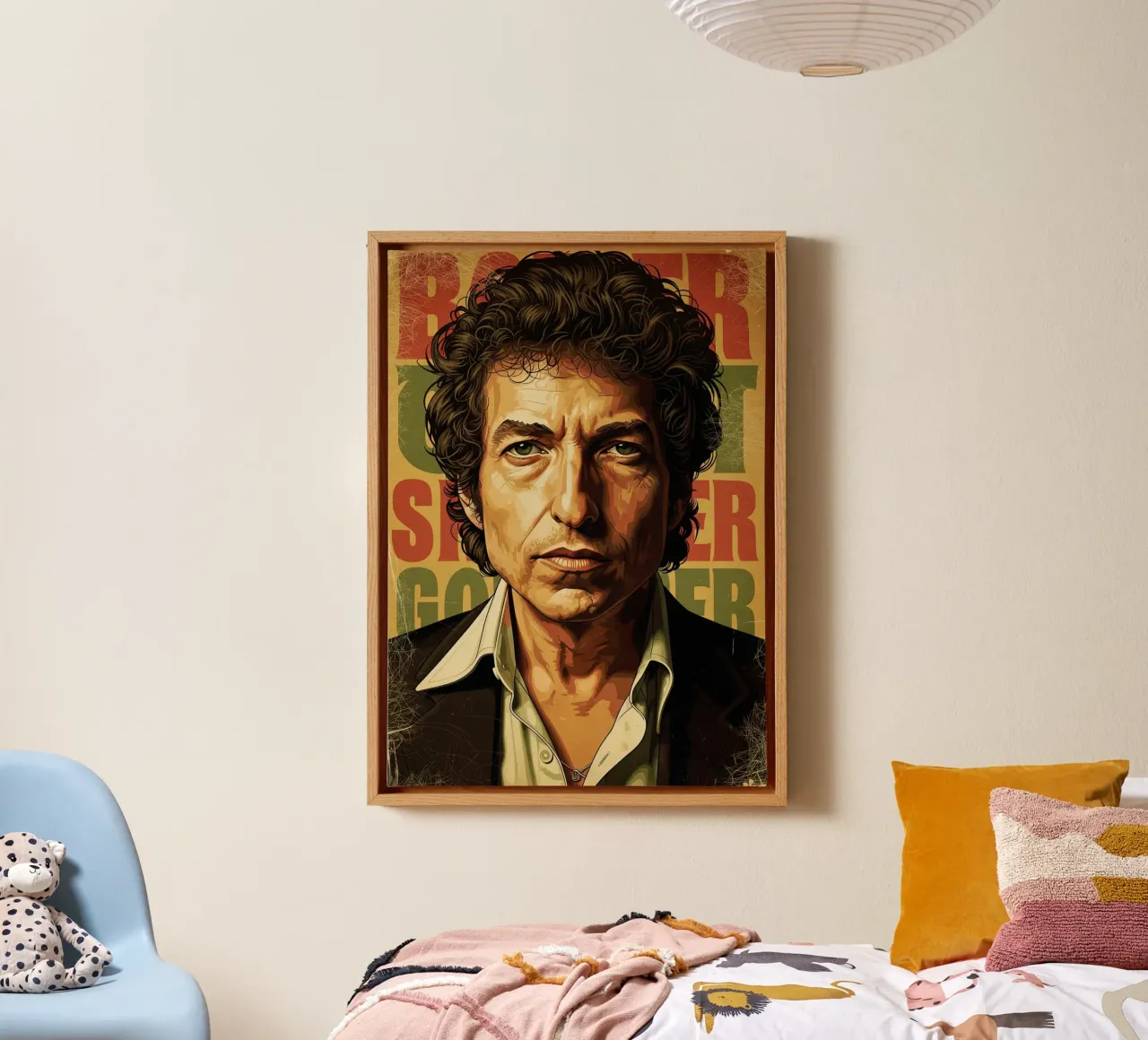 Bob Dylan d'epoca tela con Cornice a cassetta da Lembayung art