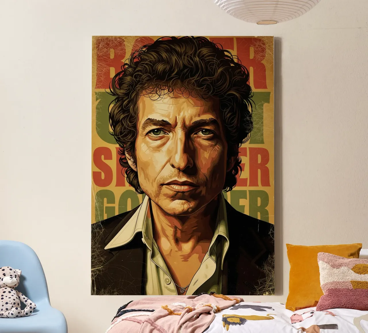 Bob Dylan d'epoca tela con Cornice a cassetta da Lembayung art