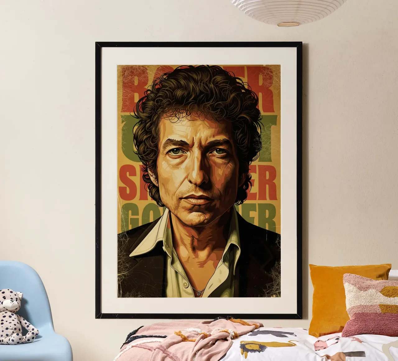Bob Dylan d'epoca poster con telaio in plastica da Lembayung art
