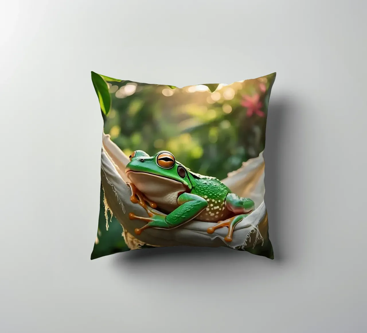 🌺🐸Tree frog | Summer mode: on! (2) decorative cushion by Trinkets NL Design Studio