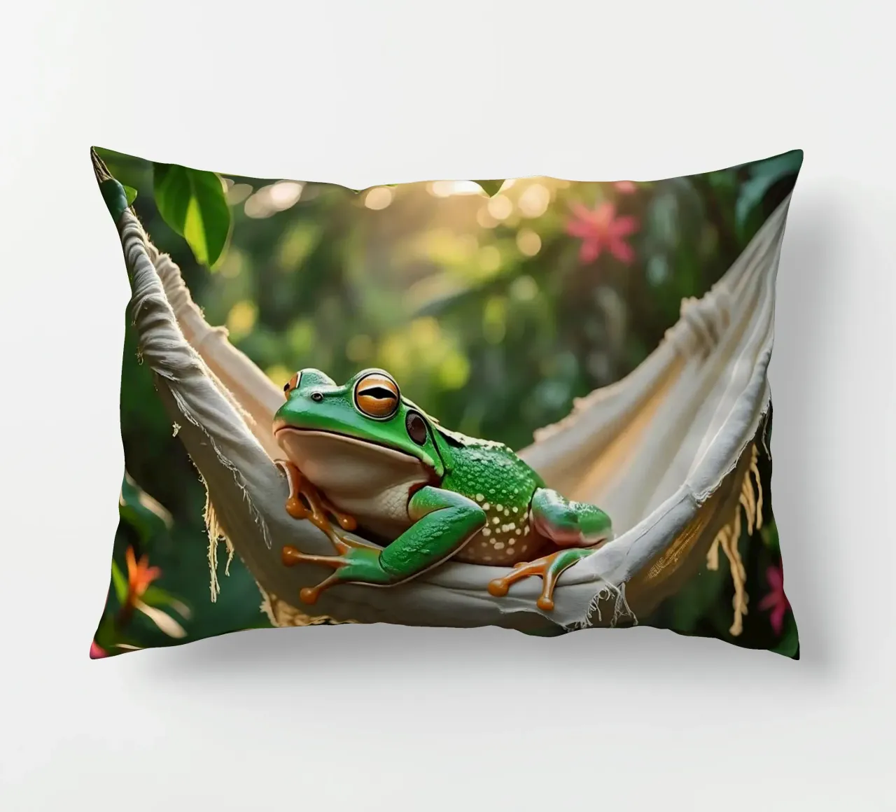 🌺🐸Tree frog | Summer mode: on! (2) decorative cushion by Trinkets NL Design Studio