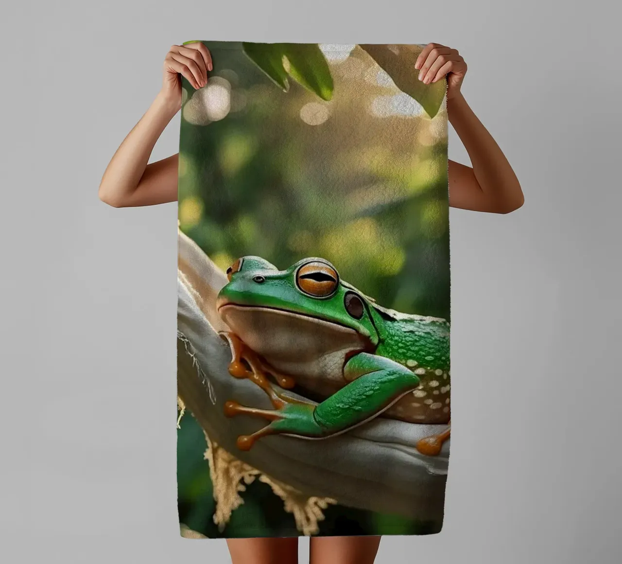 🌺🐸Tree frog | Summer mode: on! (2) towel by Trinkets NL Design Studio