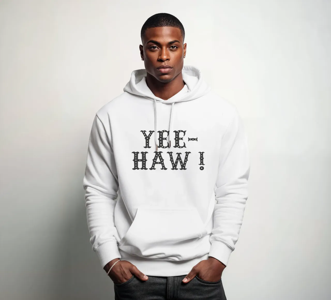 YEE-HAW! – Minimal Western Print felpa con cappuccio da Vivdesign