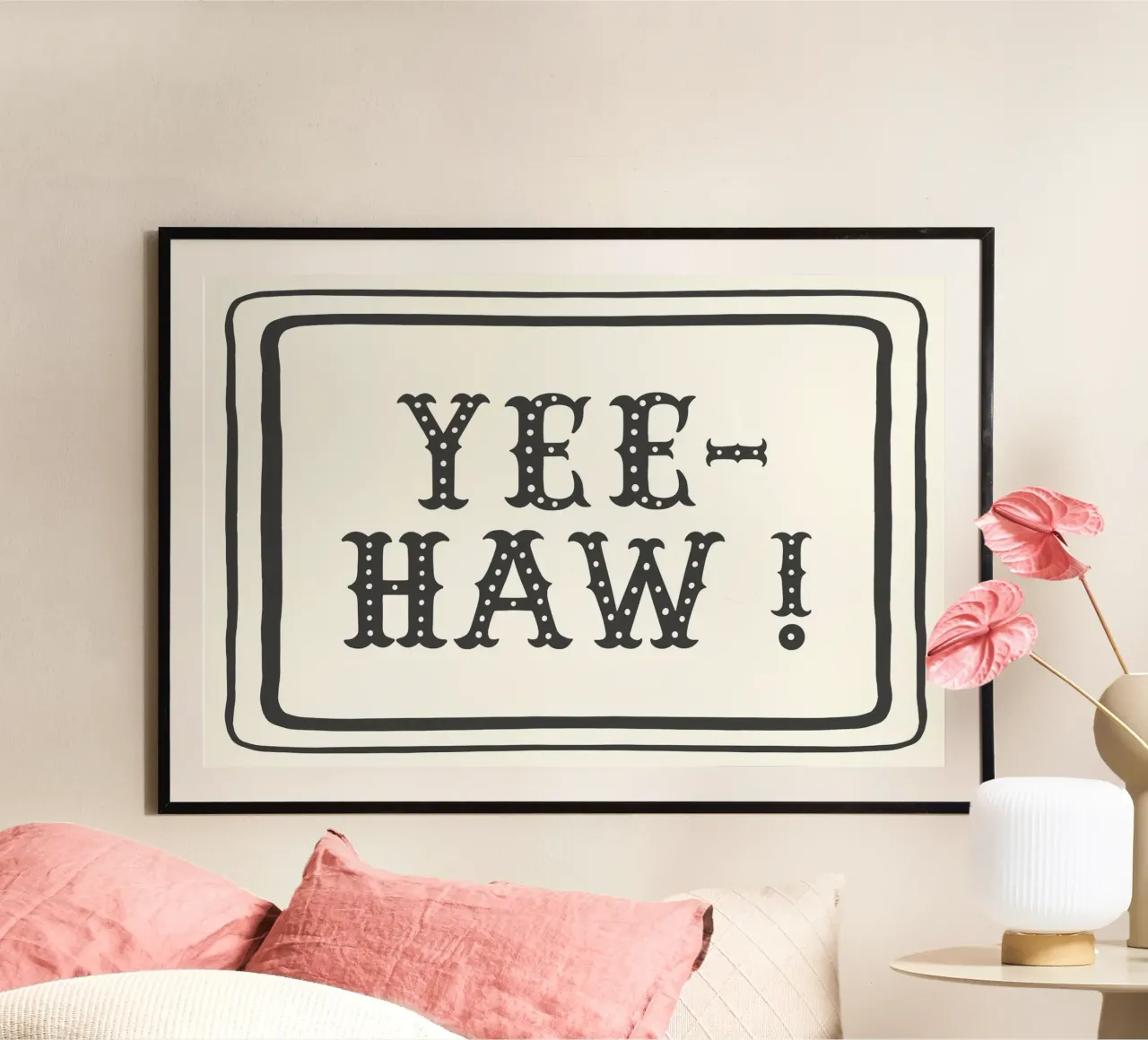 YEE-HAW! – Minimal Western Print poster con telaio in legno da Vivdesign