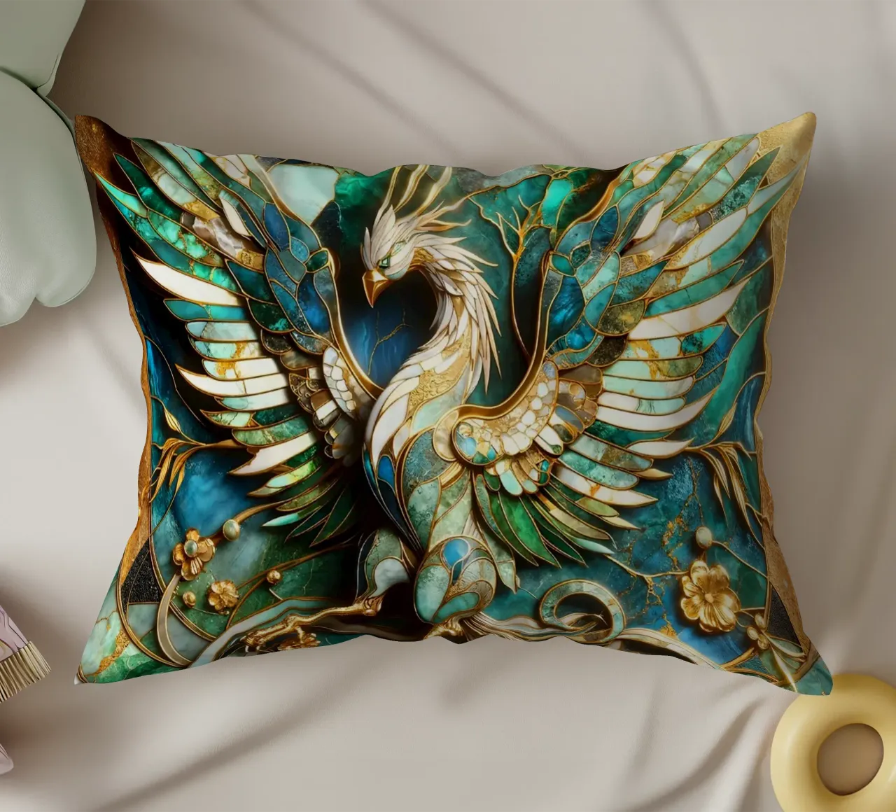 Abstract Phoenix Kintsugi cuscino da Pixaverse