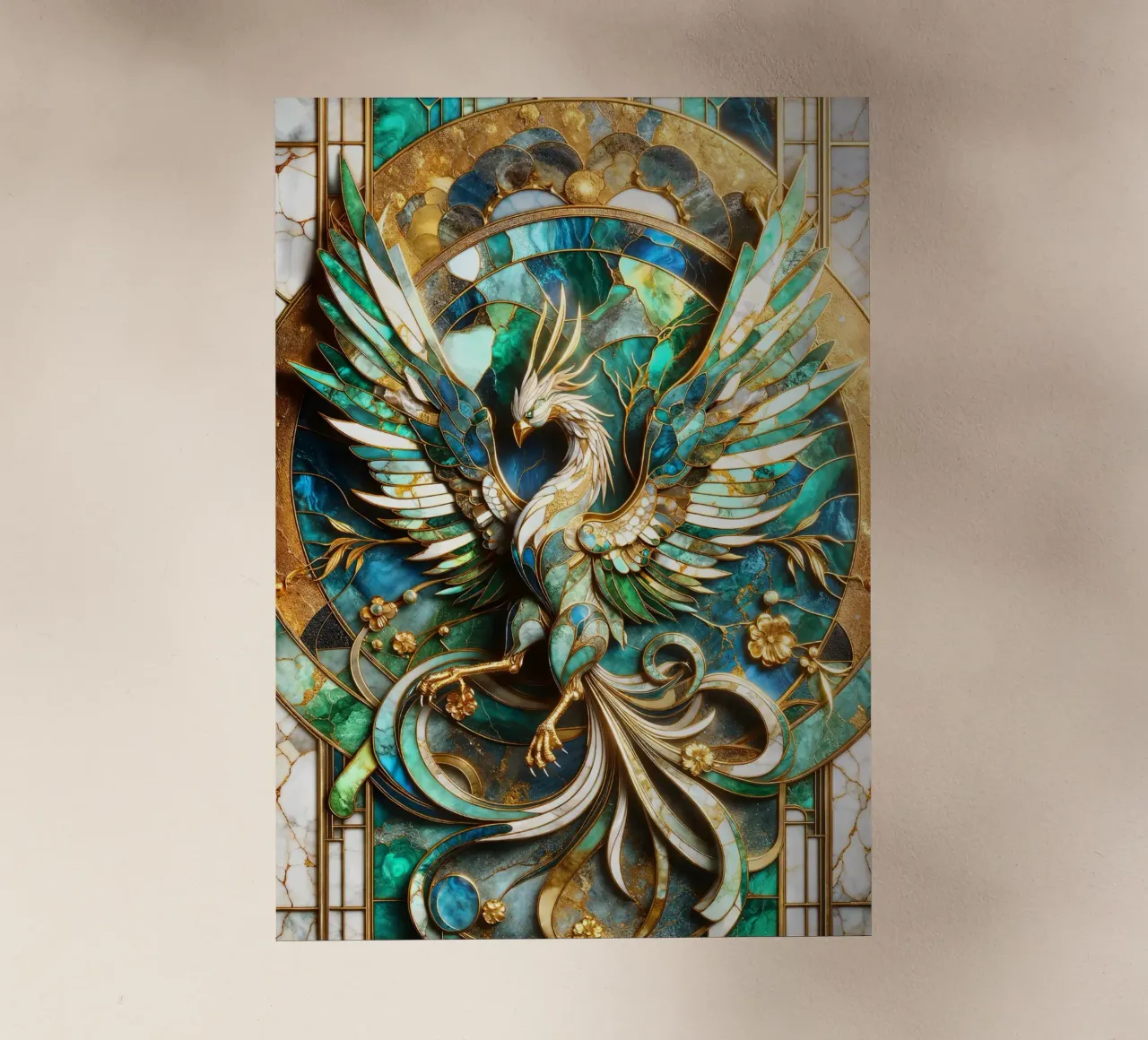 Abstract Phoenix Kintsugi pellicola backlit da Pixaverse