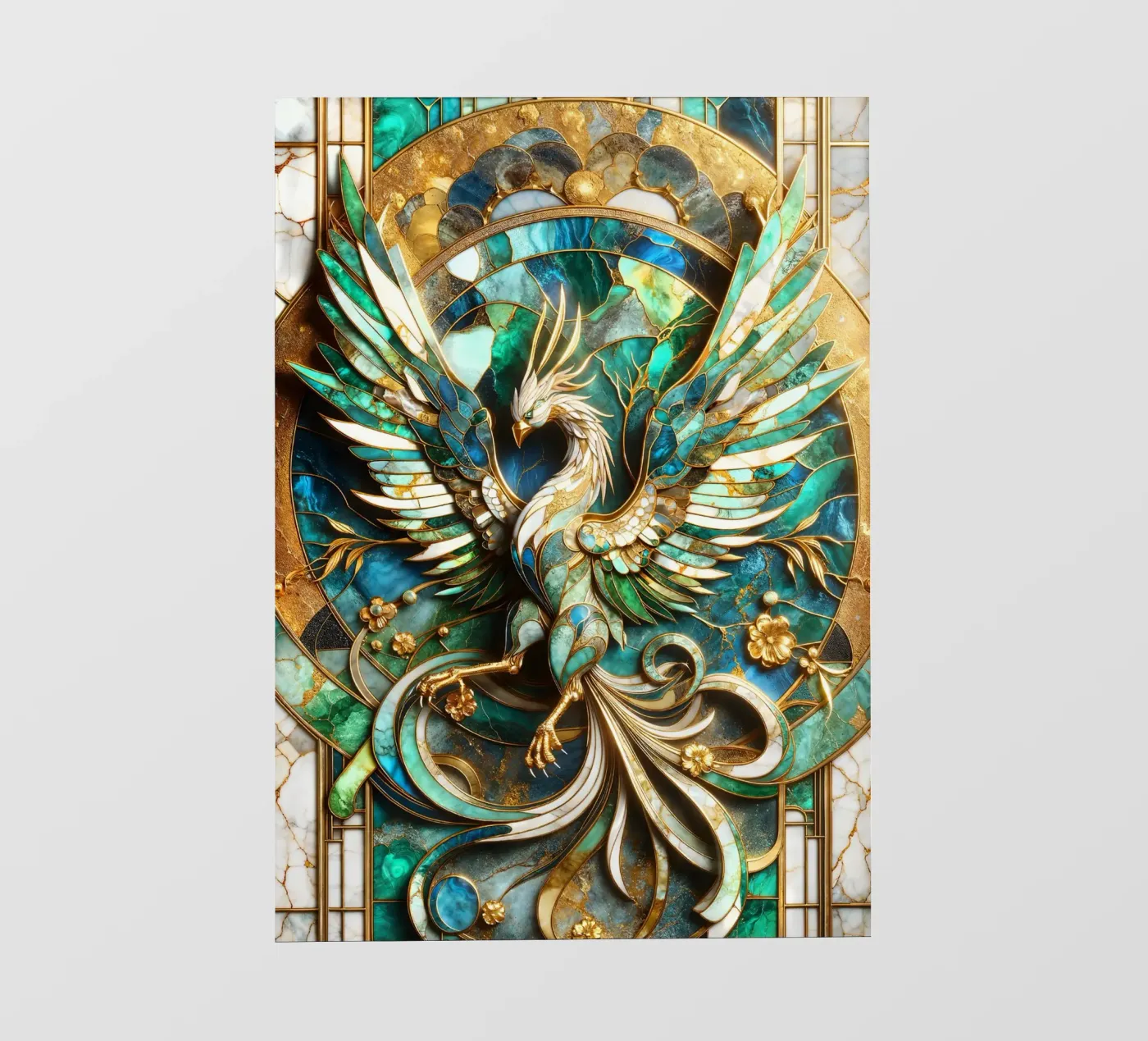 Abstract Phoenix Kintsugi pellicola backlit da Pixaverse