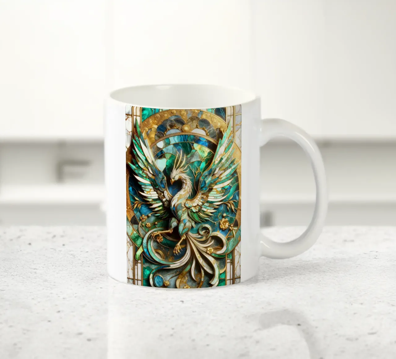 Abstract Phoenix Kintsugi tazza in ceramica da Pixaverse