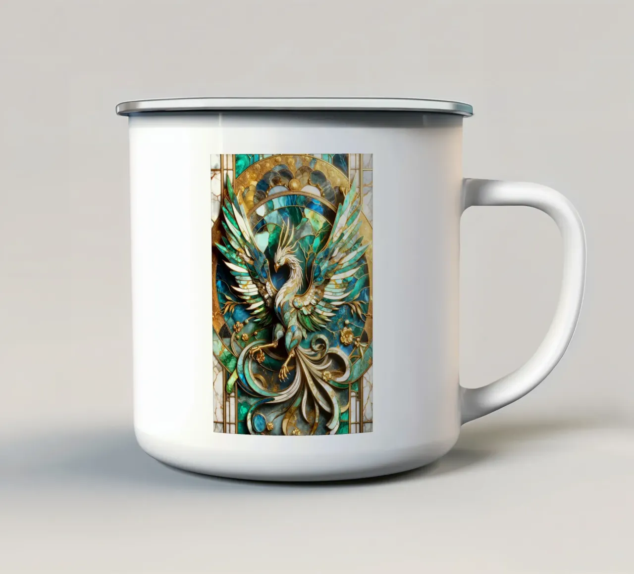 Abstract Phoenix Kintsugi tazza in smalto da Pixaverse