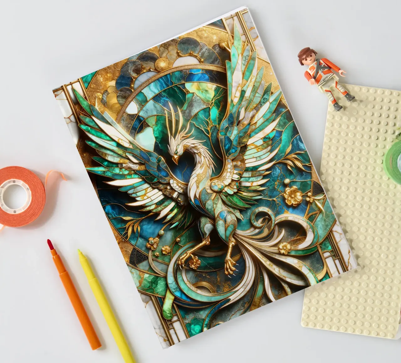 Abstract Phoenix Kintsugi notebook by Pixaverse