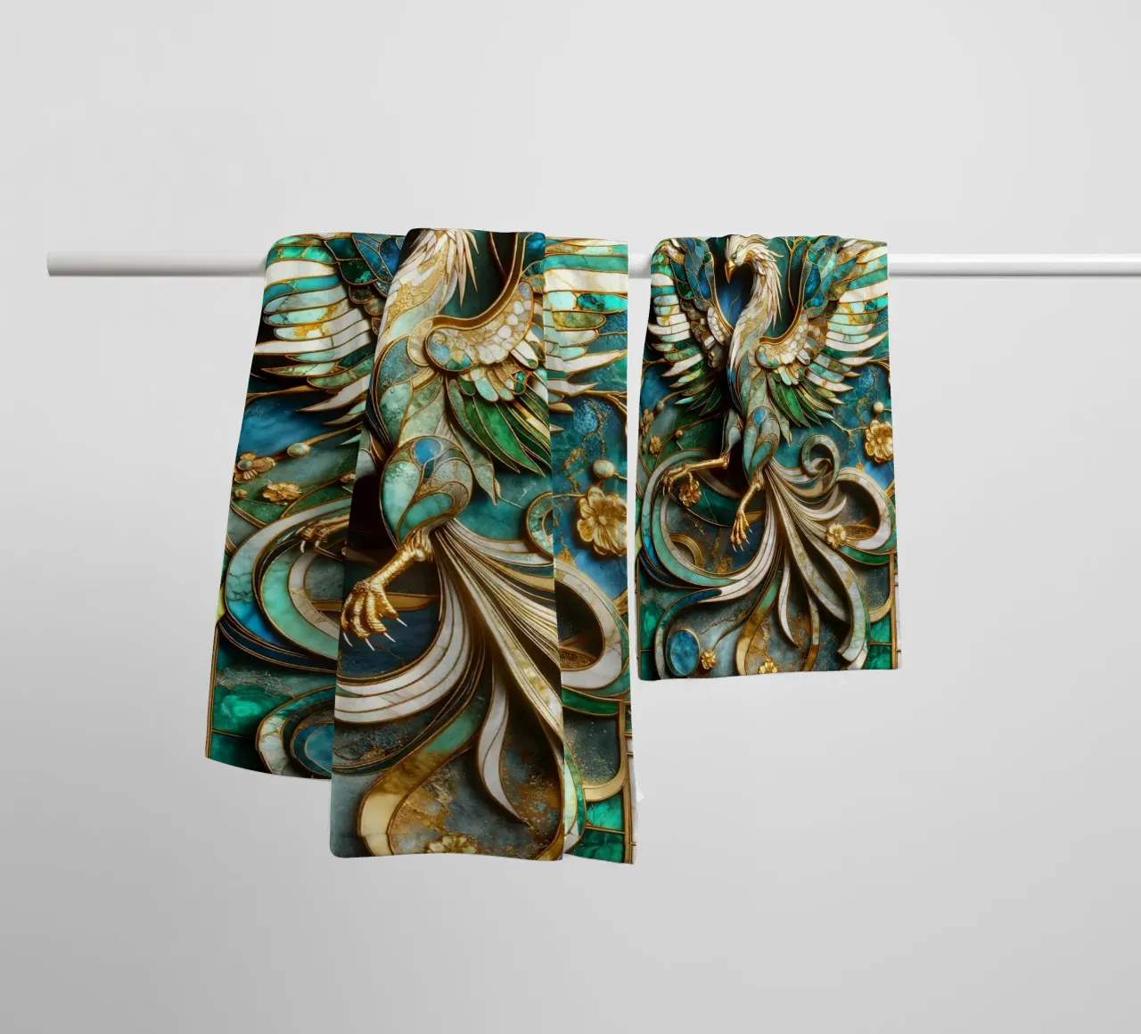 Abstract Phoenix Kintsugi towel by Pixaverse