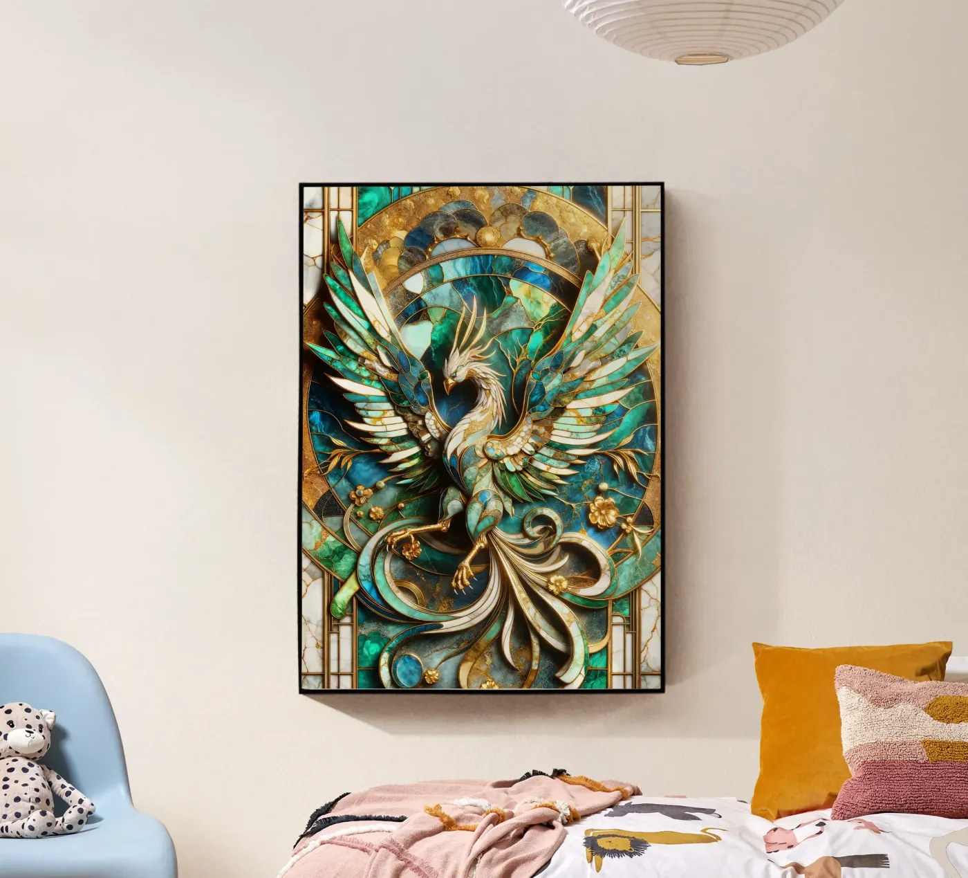 Abstract Phoenix Kintsugi acryl van Pixaverse