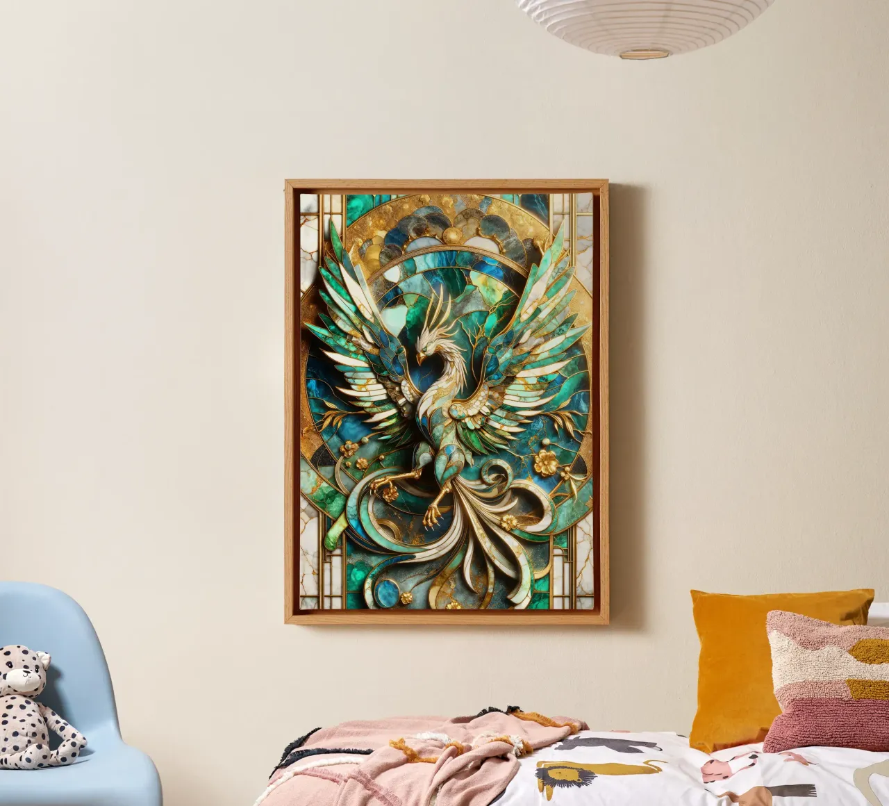 Abstract Phoenix Kintsugi tela con Cornice a cassetta da Pixaverse