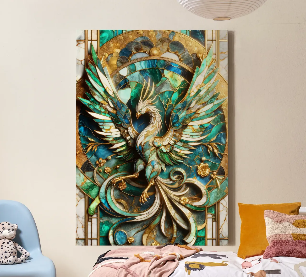 Abstract Phoenix Kintsugi tela con Cornice a cassetta da Pixaverse
