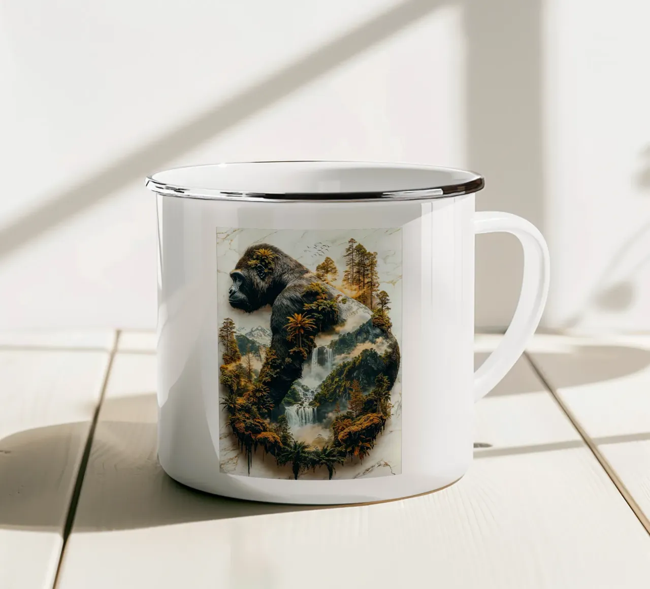 The Gorilla's Verdant Reign tazza in smalto da Pixaverse