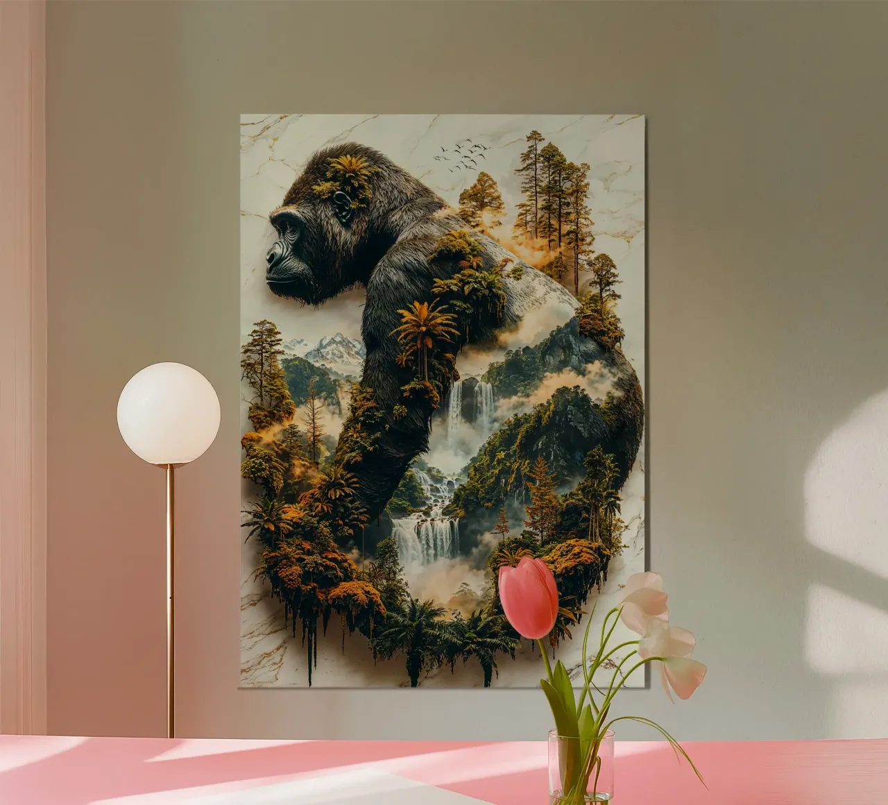 The Gorilla's Verdant Reign poster con telaio in legno da Pixaverse